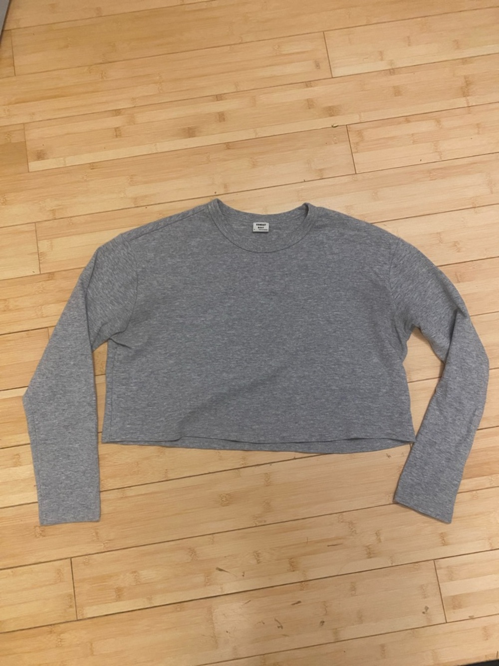 Aritzia Sunday Best Waffle Cropped Long-Sleeve Top
